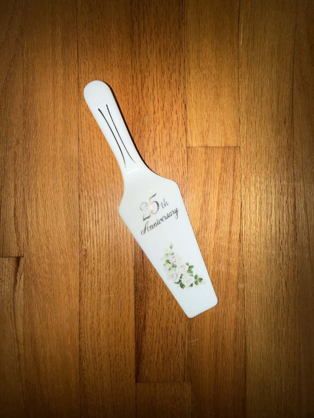 25th Anniversary Cake Server 10” Pink Silver Roses by Papel California Japan MCM